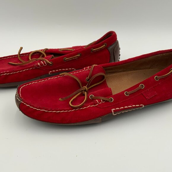 Men's Polo Ralph Lauren Red Suede Leather Driving Mocs Shoes Size 12 D - Picture 7 of 9